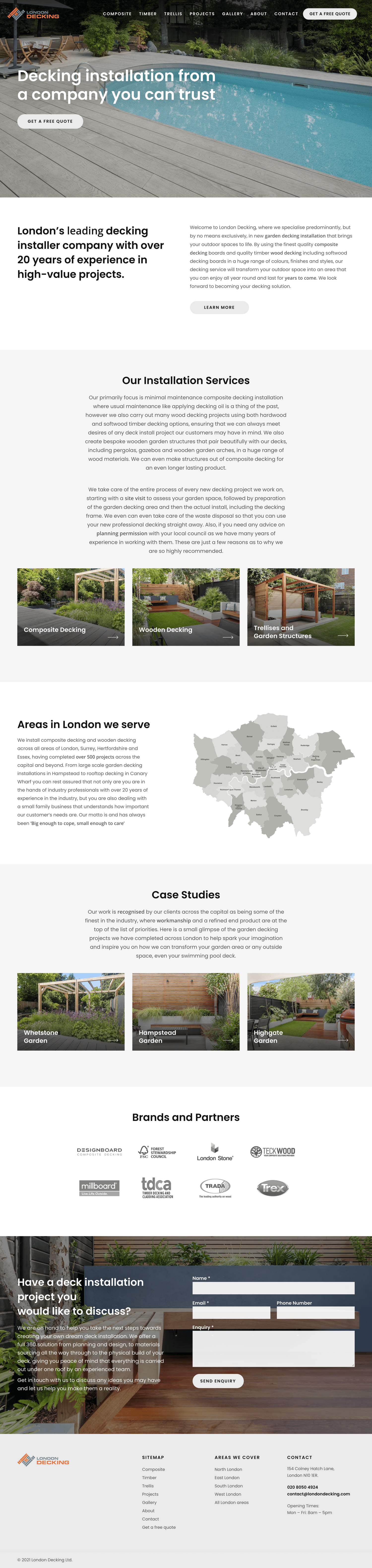 A build for London Decking, from wireframe to live